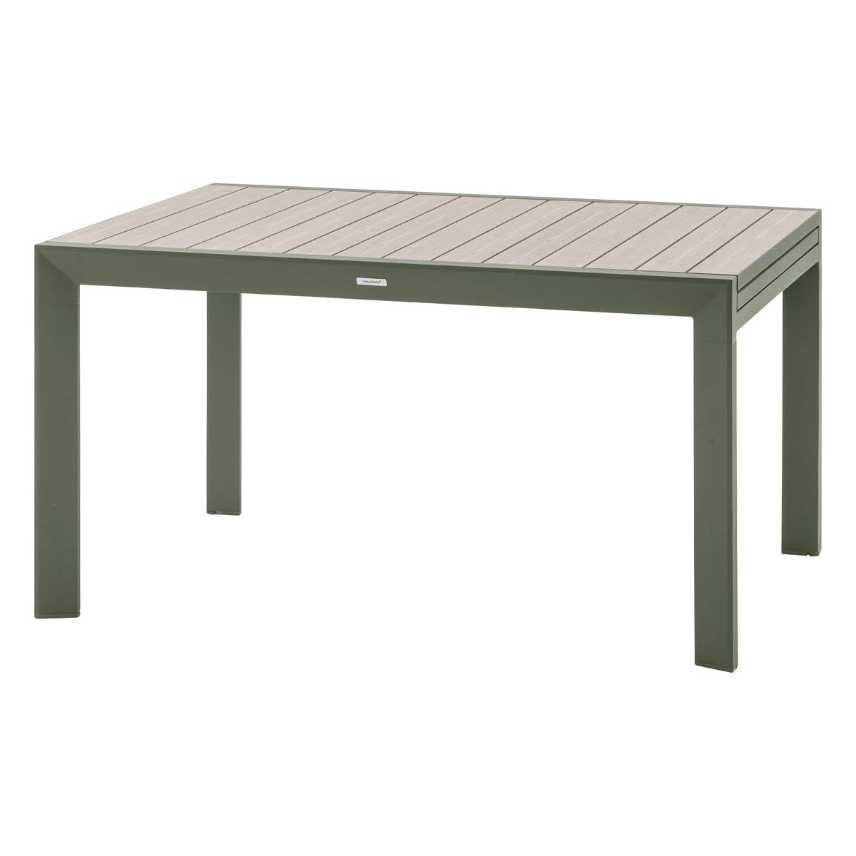 HESPERIDE - Tavolo da giardino allungabile Evasion Beige - 10 posti - Alluminio antiruggine con effetto legno - Prolunga scorrevole