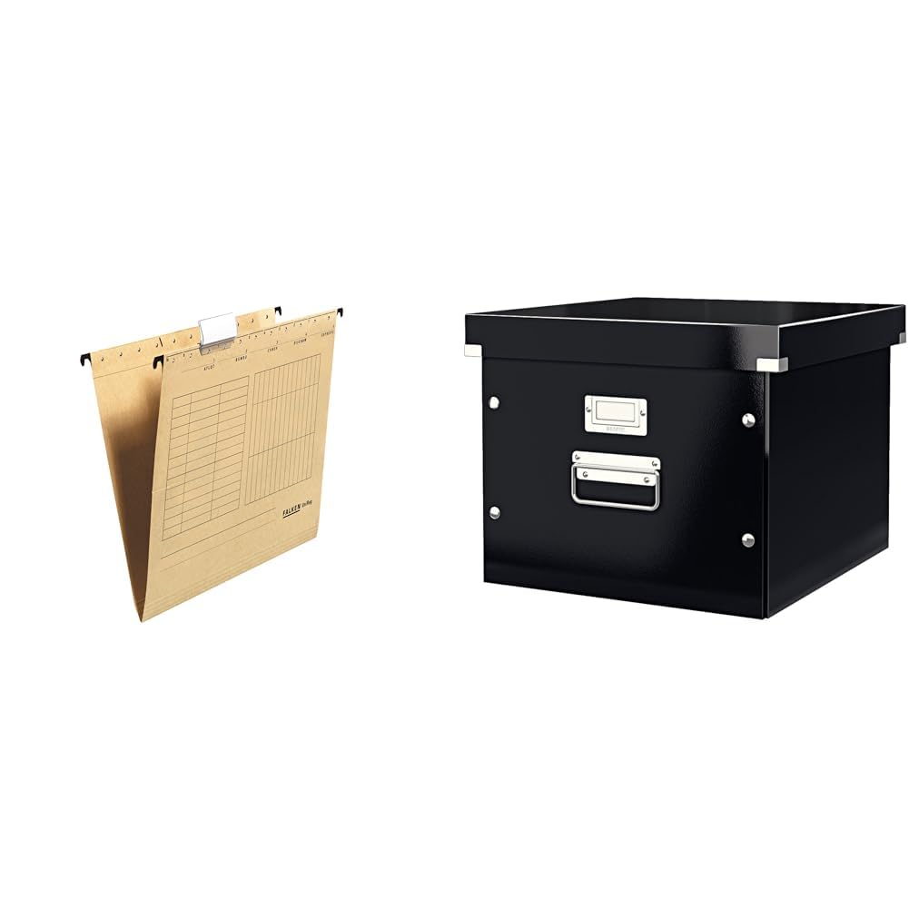 Original Falken 25er Pack Hängemappe UniReg & Leitz Click & Store Ablage- und Transportbox für Hängeregistratur, A4, schwarz, 60460095