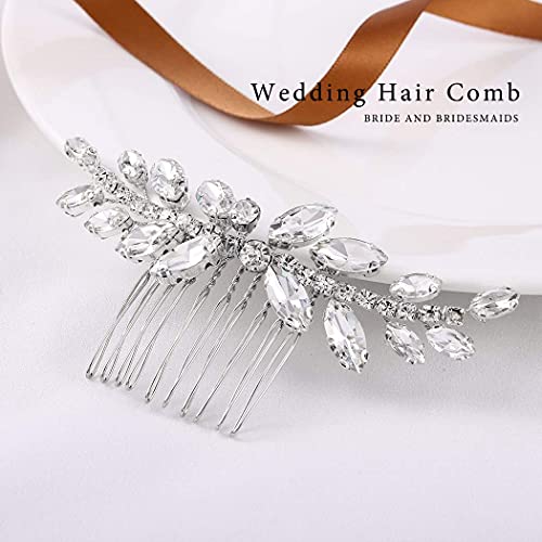 Jakawin Rhinestone Bride Wedding Hair Piece Crystal Hair Comb Bridal Hair Accessories For Women Hc111 (Silver) #TOP2