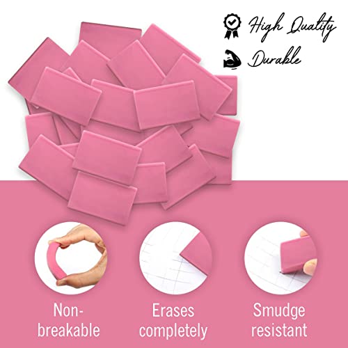 Pink Erasers – Square Eraser, Erasers for Kids, Rubber Eraser, 40 Count, Erasers Bulk for School Supplies, Art, and Office Use 4 41PiKfICkqL