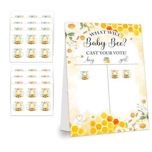 Gender Reveal Party Games Bee Theme Baby Gender Reveal Voting Board Sign 48 Boy Girl Voting Stickers He or She Baby Gender Reveal Party Decorations Games for Boy or Girl Shower