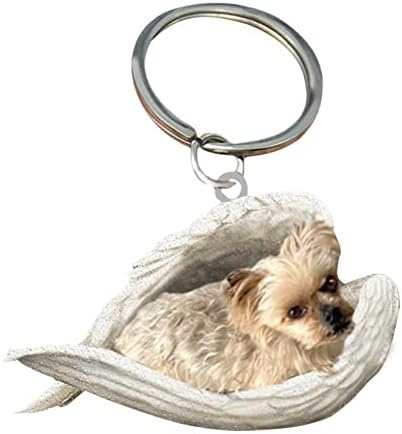 Cute Angel Sleeping Dog Acrylic Keychain Showcase Hanging Keychain Pendants Ornaments Auto Home Decor Stationery Gifts