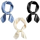Firtink 3 Stück Bandana Damen Seidentuch, Quadratische Chiffon-Schals Haartuch Kopftuch Seidenähnliches Satin Tuch Seidentücher Bandana Wickel-Halsstuch, 70 x 70 cm