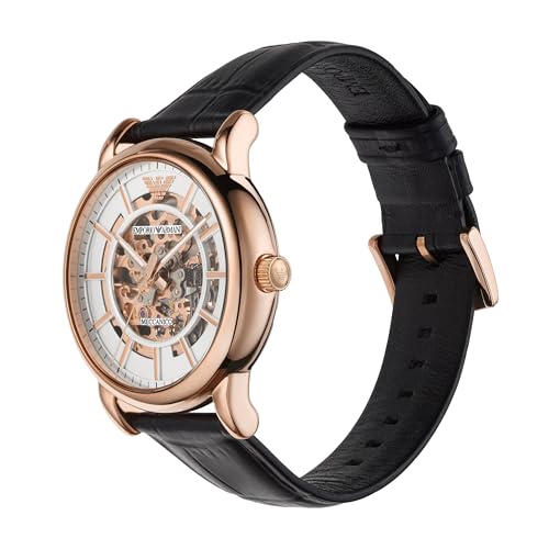 Emporio Armani Leather Analog Silver Dial Men Watch-Ar60007, Black Band - Image 2