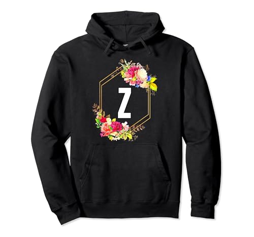 Ropa floral con letra Z para mujeres, niñas y niños Sudadera con Capucha