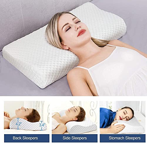 Image of TEKCOOL Cervical Memory Foam Pillow for Neck Support | 2-Year Manufacturing Warranty | Orthopedic Contour Pillow for Cervical Spine Alignment & Shoulder Support | Made in India