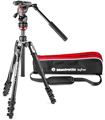 Manfrotto Befree Live, Trípode de Viaje con Cabezal para Videocámara y Cierre de Palanca, Trípode de Aluminio para DSLR, sin Espejo, Cámaras Reflex, Videocámaras y Accesorios de Video