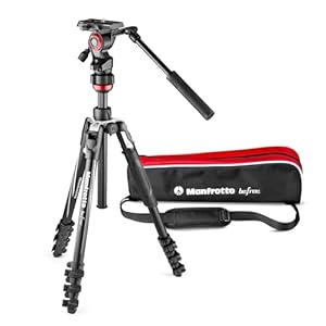 Manfrotto Befree Live, Travel Video Tripod with Video Camera Head and Lever Closure, Aluminium Kit for DSLR, Mirrorless, Reflex and Videocameras, Photo and Video Accessories