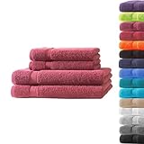 Loomiva Frottier Set 2X Handtuch + 2X Duschtuch | 500g/m² | 100% Baumwolle | Extra Weich | Öko-TEX Standard 100 | Bordeaux