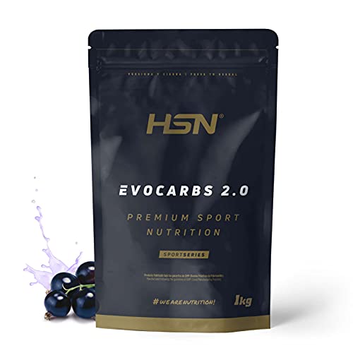 HSN Carbohidratos (Maltodextrina Dextrosa Fructosa) y Sales Minerales Evocarbs 2.0 | Grosella Negra 1Kg | Bebida Isotónica en Polvo con Electrolitos | No Incluye Dosificador | Vegano, Sin Gluten