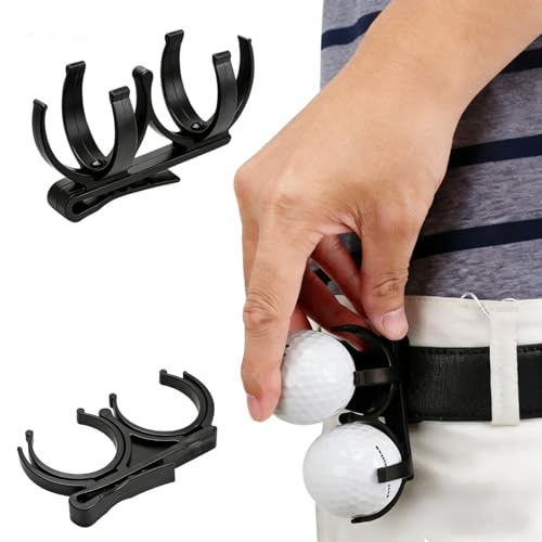 2PCS Golf Ball Holder for Bag - Quick Release Golf Ball Retriever & Tee Holder with Clip, Durable Golf Bag Accessories, Golf Gifts for Men - Fits Stand, Carry & Cart Bags for Easy Access on Course