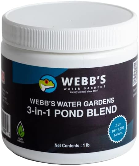 Webb's Water Gardens 3-in-1 Pond Blend | All Natural Enzyme Producing Beneficial Bacteria for Koi, Goldfish & Turtle Ponds | Breaks Down Sludge & Muck | All Natural | Safe - 1lb