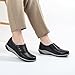 PROCHAIN Women's Leather Slip On Loafers Comfortable Fashion Flat Shoes Casual Lightweight Walking Shoes Black