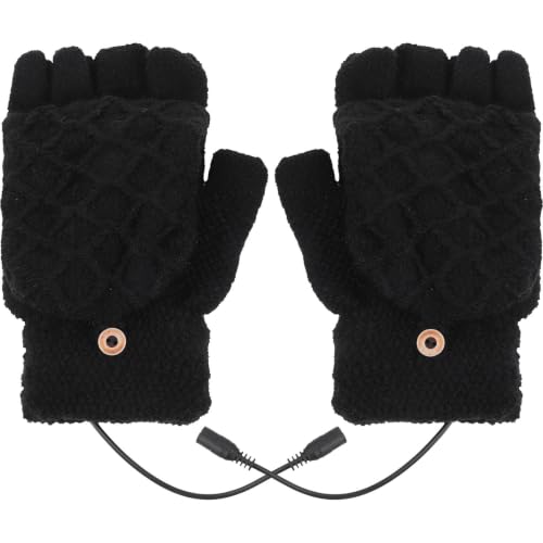 3 Pairs USB Heated Half Finger Gloves with Fold Back Sleeve