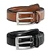 MILORDE Men's Leather Dress Belt 2Pack, Handmade, Genuine Leather, Fashion & Classic Designs for Work Business and Casual (2pack-black101/Brown105,42)