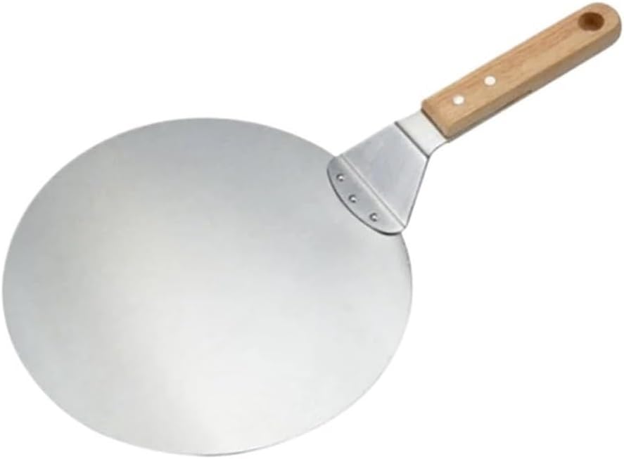 10/12inch Pizza Shovel Pastry Tools Stainless Steel Wooden Handle Peel Round Anti-scalding Pan Bakeware Maker(1pc 10inch)