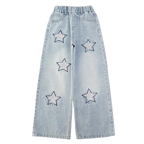 Jean Y2K fille coupe droite baggy en denim extensible pour ado