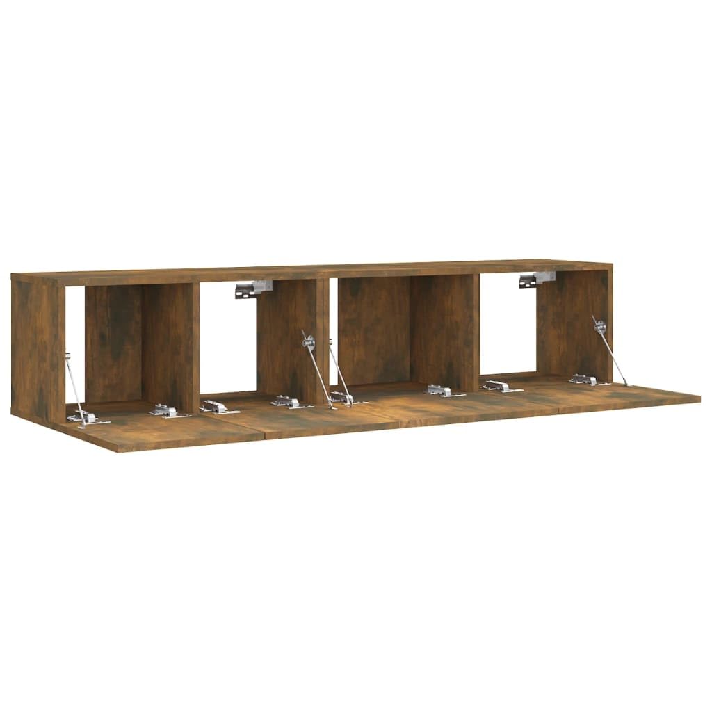 Set di 2 mobili TV sospesi in legno di quercia affumicata, mobile sospeso per TV, moderno, per soggiorno, 60 x 30 x 30 cm e 80 x 30 x 30 cm