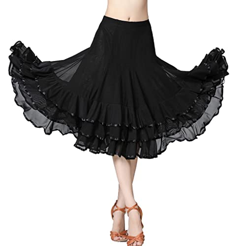 Jupe de danse latine mi-longue avec un look fluide en polyester