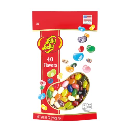 Jelly Belly 40 Assorted Jelly Beans, Resealable 9.8 Ounce Pouch Bag - 40 Assorted Flavors - Kosher, Fat Free Candy