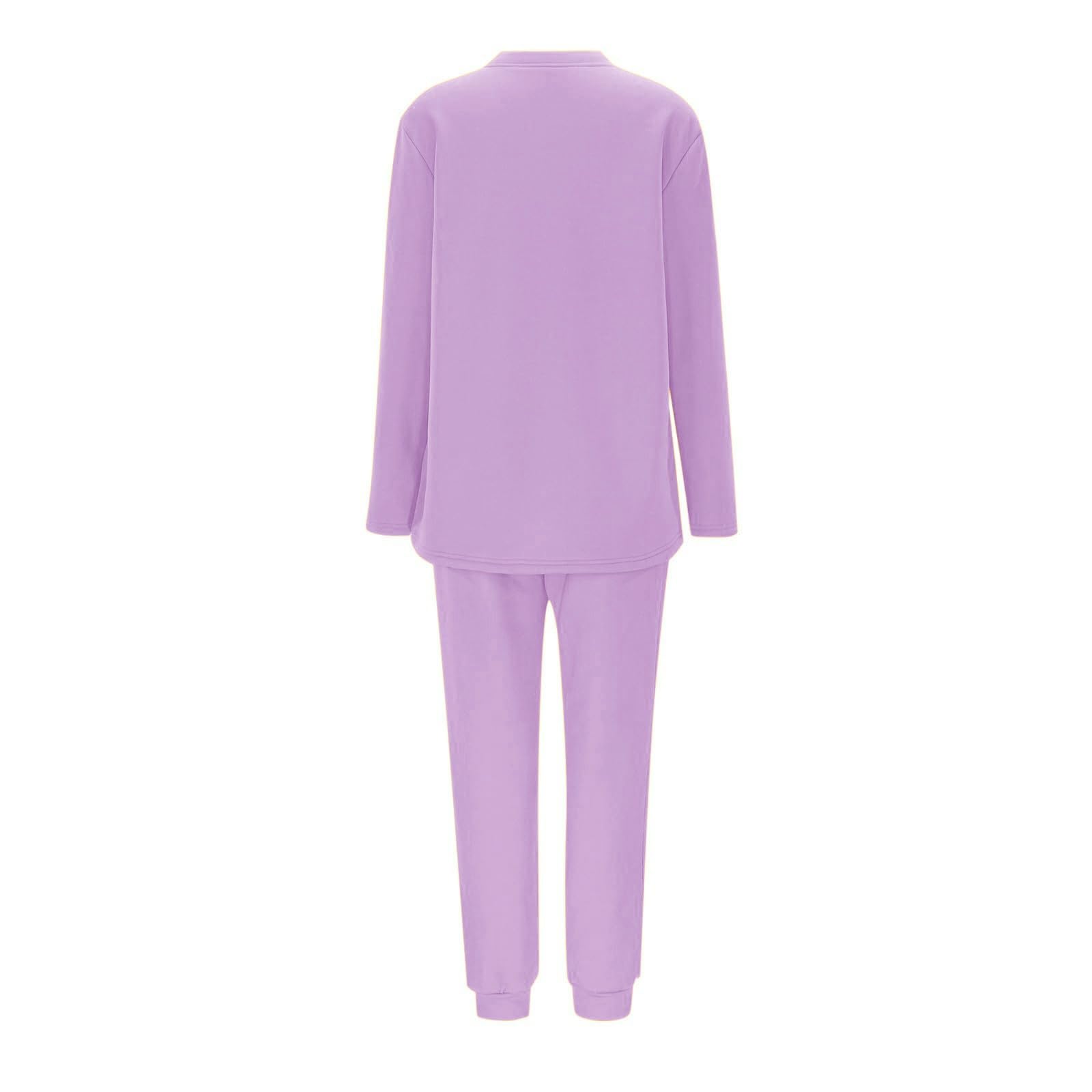 Conjunto de Pijama de Sudadera y Pantalones con Forro para Mujer para Calidez Invernal con Traje de Felpa Tops cómodos y Holgados Ropa de Estar por casa cálida de Invierno para Mujer