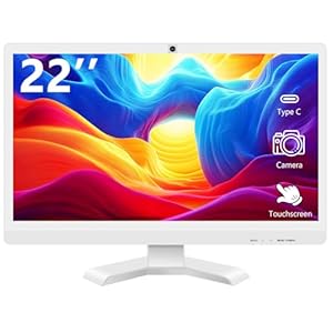 22 Inch Touchscreen Monitor with Camera @1920x1080P Full HD IPS Panel Built-in Speakers HDMI VGA Ports