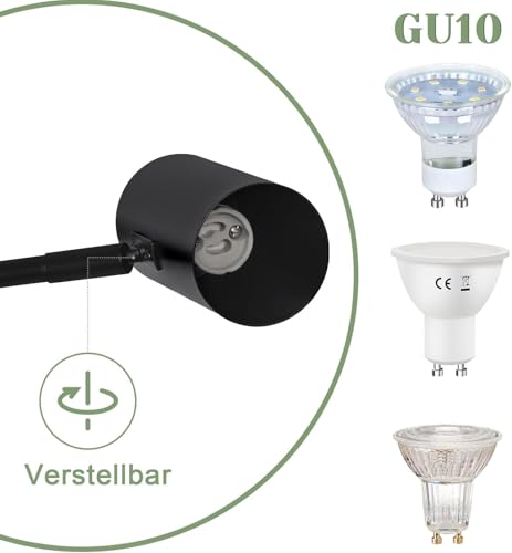Homefire lampa ścienna wewnętrzna czarna - 2 sztuki oświetlenie ścienne vintage reflektor ścienny do sypialni lampa ścienna obrotowa - bez żarówki