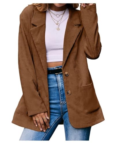 Ladyful Womens Lapel Corduroy Blazer Jacket Dressy Casual Business Suit Jacket Fall Trendy Work Outerwear