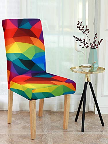 Image of Cortina Dining Chair Slipcovers | Protection Chair Covers | Multicolour Abstract Print, Removable, Washable | Universal Fit Super Soft Stretchy Polyester Spandex | Kitchen, Hall | Pack of 8