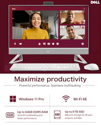 Image of Dell 27 All-in-One Desktop, Core 7 Processor 150U, 64GB DDR5 RAM, 2TB SSD