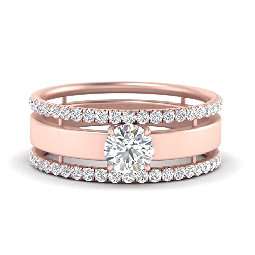 Ensemble de bagues de mariage trio en or rose pour sceller votre promesse éternelle