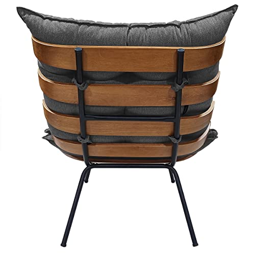 Poltrona Costela e Puff Costela - Moveis Roperi (Linho Grafite)