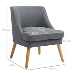 HOMCOM Sessel Loungesessel mit Leinenoptik, Armlehne, Gepolstert Relaxsessel mit Holzbeine, für Wohnzimmer, Schlafzimmer, Dunkelgrau – Bild 3