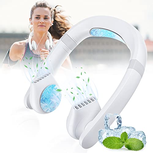 Frienda Flügelloser Halsventilator, tragbar, persönlicher Ventilator für Ihren Hals, hängende Halbleiter, Kühlung, Chip, Hals, Klimaanlage, persönliches Kühlgerät, USB- betrieben, 3 Geschwindigkeiten