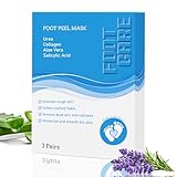 3 Packs Foot Peeling Mask with 40% Urea & 2% Salicylic Acid - Exfoliating Foot Peel Mask for Dry Cracked Feet Callus Dead Skin, Moisturizing Socks for Baby Soft Skin, Aloe Vera Scent
