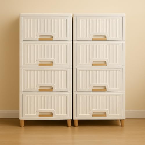 Image of mechdel Cupboard Rack for Clothes Plastic Cabinet for Storages Foldable Wardrobe for Clothes Plastic Cloth Rack for Storages Clothe Storage (Cupboard Rack-1 Door - White, 4+4 (Set))