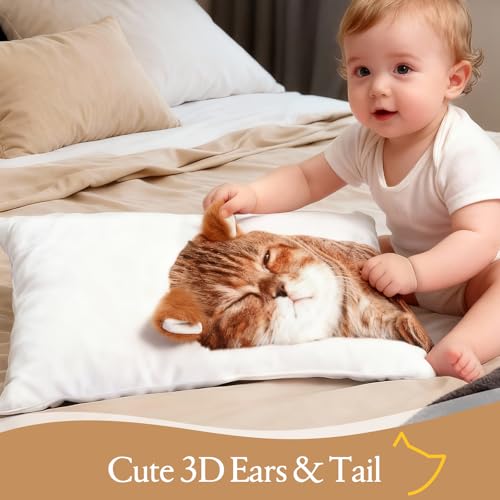 LUISOF Cat Plush Pillow 12x20, Set of 2 Cat Stuffed Animals Cute Plushies for Girls, Soft Plush Throw Pillow Doll Decoration Birthday Gift for Kids Boys Cat Lovers Party — view 2