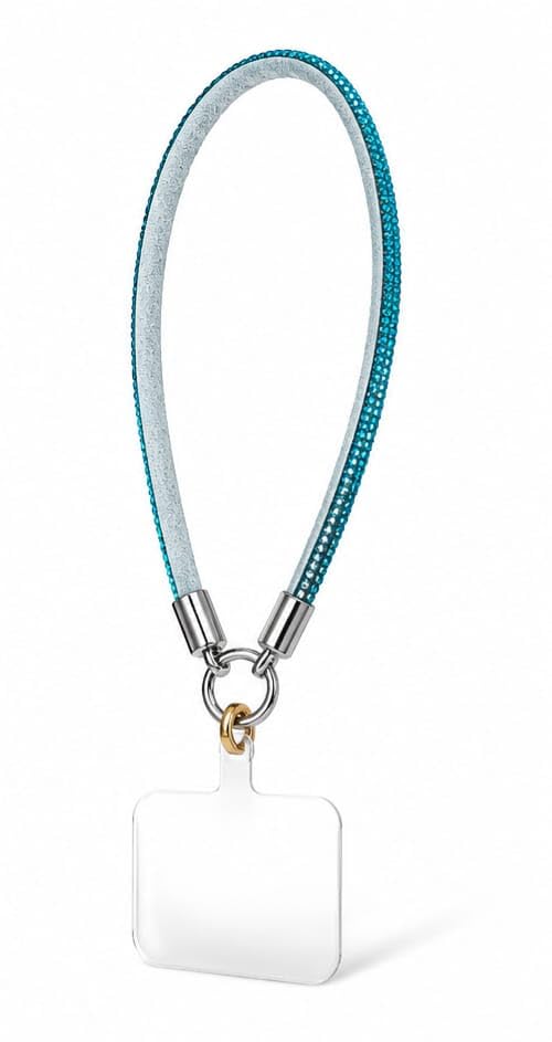 Luxury Rhinestone Phone Lanyard Wrist Strap with Universal Clear Patch | Shiny Crystal Beaded Mobile Hand Wristlet Charm & Anti-Lost Security Chain for Women and Girls (BLUE)-image-42