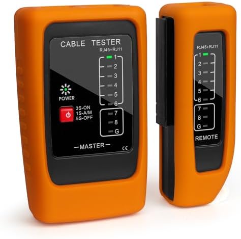 Network Cable Tester and Ethernet Tester with POE Detection, 300m Remote RJ45 Tester for Cat5/Cat6 Cable, Automatically Checks Continuity, Open, Short, Crossover (Battery Not Included)
