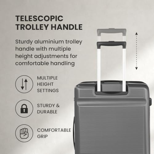 Image of SWISS MILITARY Pascal Lightweight PC Hard Large Check in Travel Luggage Trolley Bag with Anti-Theft Zippers & 3-Dial Lock, 360 Wheels, Wet Pocket & Aluminium Handle Suitcase Set of 3 -Grey