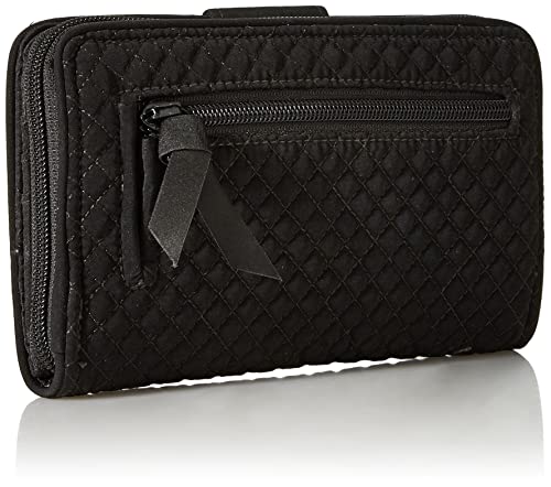 Vera Bradley Women's Microfiber Turnlock Wallet With RFID Protection, True Black, One Size2