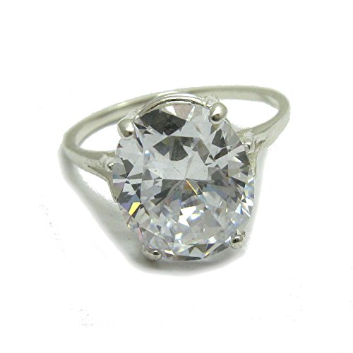 Bague en argent massif 925 oxyde de zirconium CZ 12x10 mm solitaire R000399
