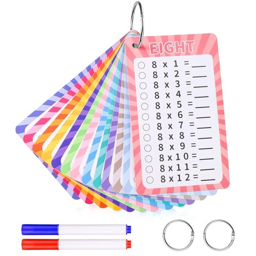 13 PCS Multiplication Flash Cards Times Tables 0-12 with Dry Erase Markers