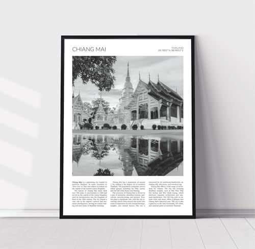 Chiang Mai Wall Art | Wat Phra Singh, Chiang Mai Artful Travel Poster Print Photo, Thailand | Thai Buddhist Temple | Print | Asia