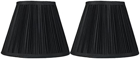 Urbanest Set of 2 Pleated Softback Lamp Shade, Faux Silk, 5-inch by 9-inch by 7-inch, Black, Spider Fitter