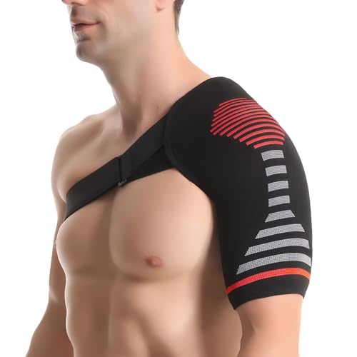 Proxima Direct Shoulder Support Brace for Men Women, Right or Left Adjustable Elastic Compression Sleeve for Sports, Pain Relief, Injury Recovery, Torn Rotator Cuff, Tendonitis, Dislocation, AC Joint (L)