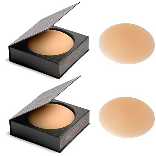 Nippies Skin Ultimate Adhesive Nipplecovers Pasties & Travel Case - Caramel (Large) 2-Pack #TOP22