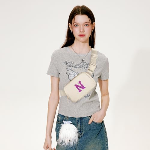 Image of 6 7 8 9 10 11 12 Year Old Girl Gifts Personalized Birthday Gifts for Her Sister Daughter Initial Crossbody Bag Fanny Pack Purse for Teen Girl Gifts Trendy Stuff Preppy Stuff (Ivory-N)