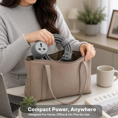 Image of Rapoo E05 5M Heavy Duty Power Extension Cord| 2500W 10A 3-Pin Plug with Child Safety Door| Single Outlet Wire Extender| Fire Retardant| Short-Circuit Protection| All-Season Indoor /Outdoor Use (Grey)