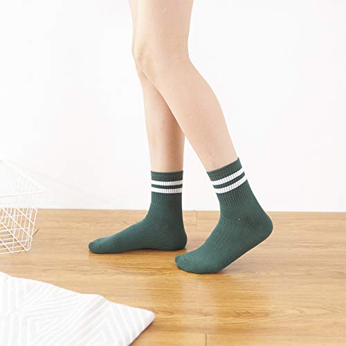 Women Girls Stripe Casual Cotton Crew Socks Vintage College Style Stretchy Novelty Ankle Socks MultiColor2
